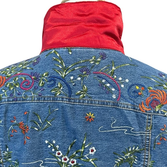 Vintage Chicos WO's Sz. 3 (US size 16) Asian Inspired Embroidered Denim Jacket - Picture 11 of 12